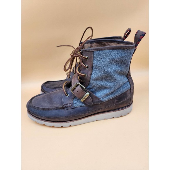 Polo Ralph Lauren SaddleWorth Mens Boots Brown Leather Lace Buckle Size 11D main image 4